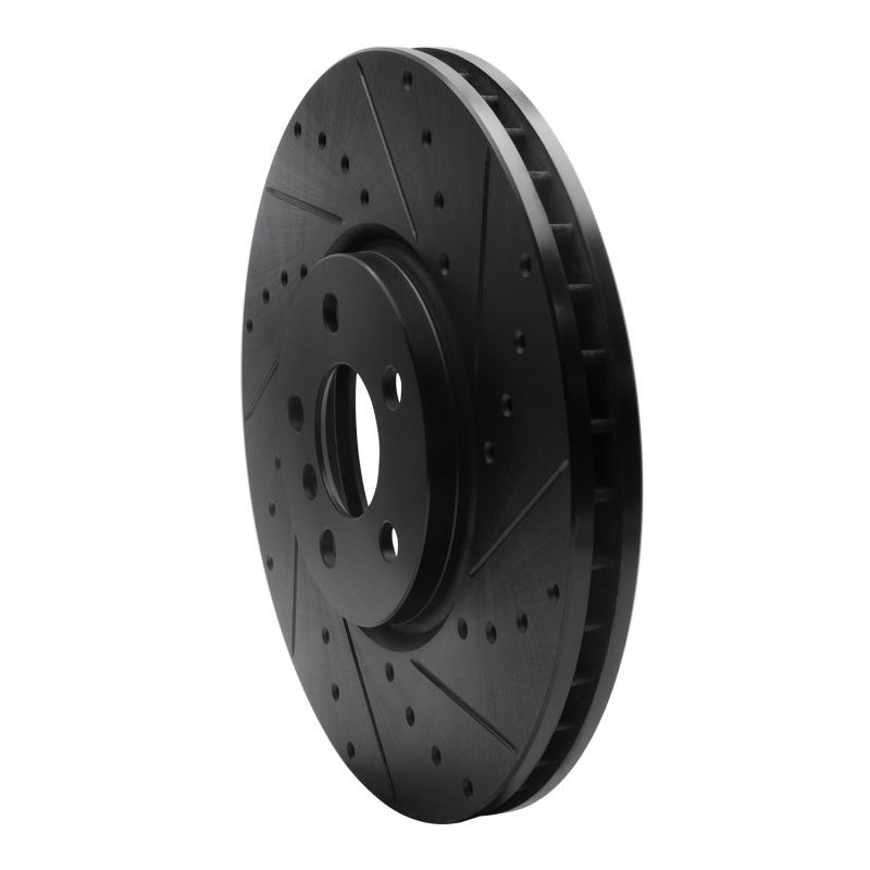 Mini Cooper Countryman Brake Rotor (1) - Front Right - R1 Concepts - Drilled & Slotted - Black - `15-`19